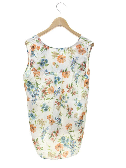 セオリー 01-8108238-151-902 ノースリーブブラウス S アイボリー フラワープリント Vネック IT2H23ULSLCG