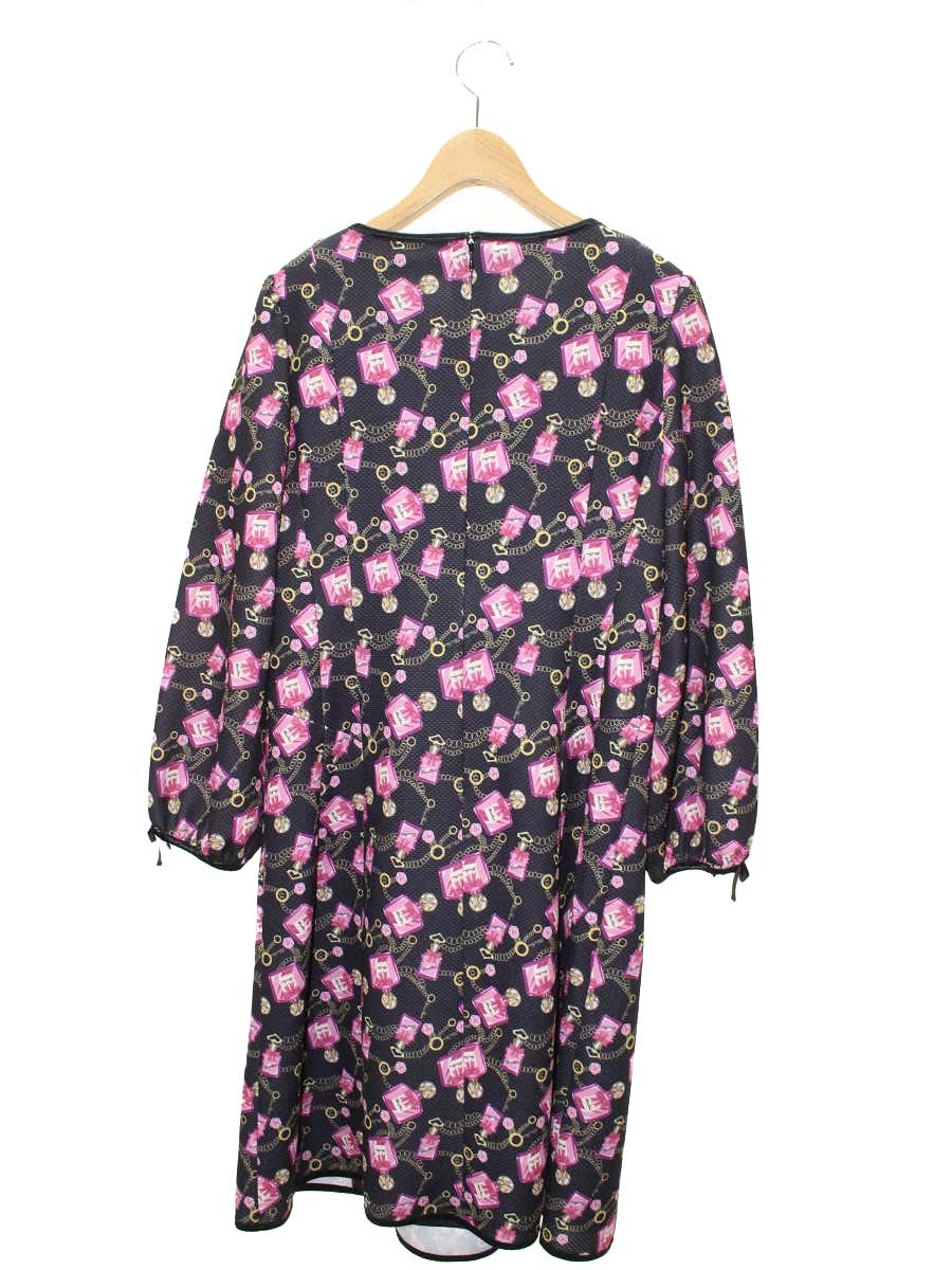 スーパービューティー ワンピース 40 ブラック 香水柄 IT6V4RORSSDM