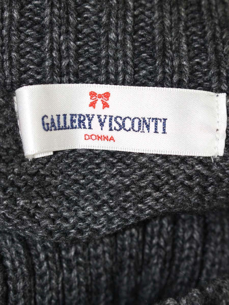 ギャラリービスコンティ 1480821 半袖ニット 2 グレー タートルネック アラン模様 ITJ5KTY4CUU6