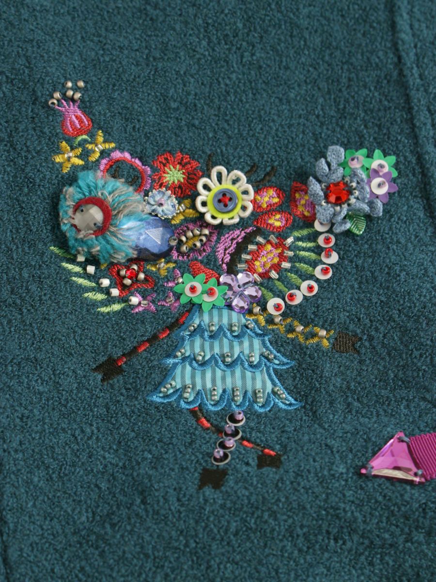 アルベロベロ 434453 ブルゾン F グリーン フリース ジップアップ ビジュー ITBJ2RA6PNDC