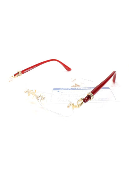 中村勘三郎 KN-2671 メガネ レッド シープホーン スワロフスキー リムレス ITGEYJYK5QCG