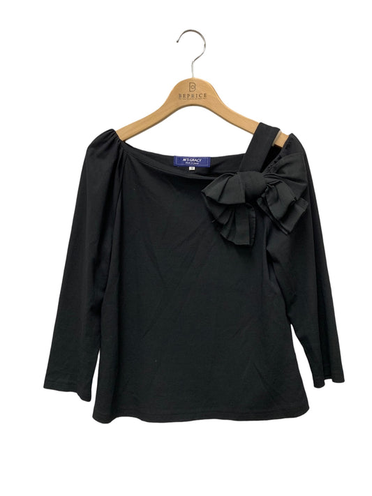 エムズグレイシー 015318 Tシャツ カットソー 38 ブラック リボンモチーフ ITWK0Z4PO8F2