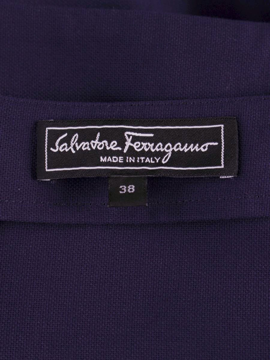 フェラガモ スカート 38 ネイビー タック ITJZYVVNQQFT