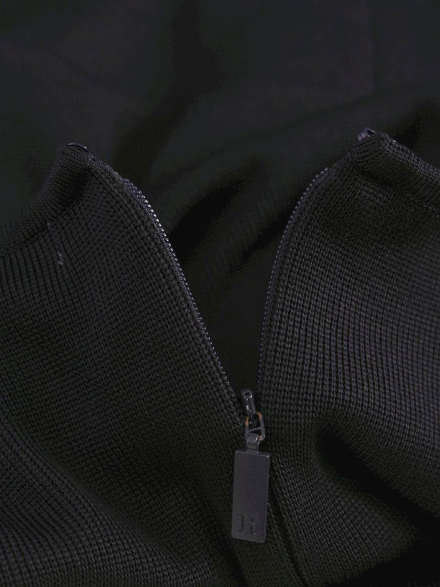 ルネ 6012200 ワンピース 38 ネイビー ニット 袖フリル バックジップ ワンポイント ロゴ ITAIS995UVIO