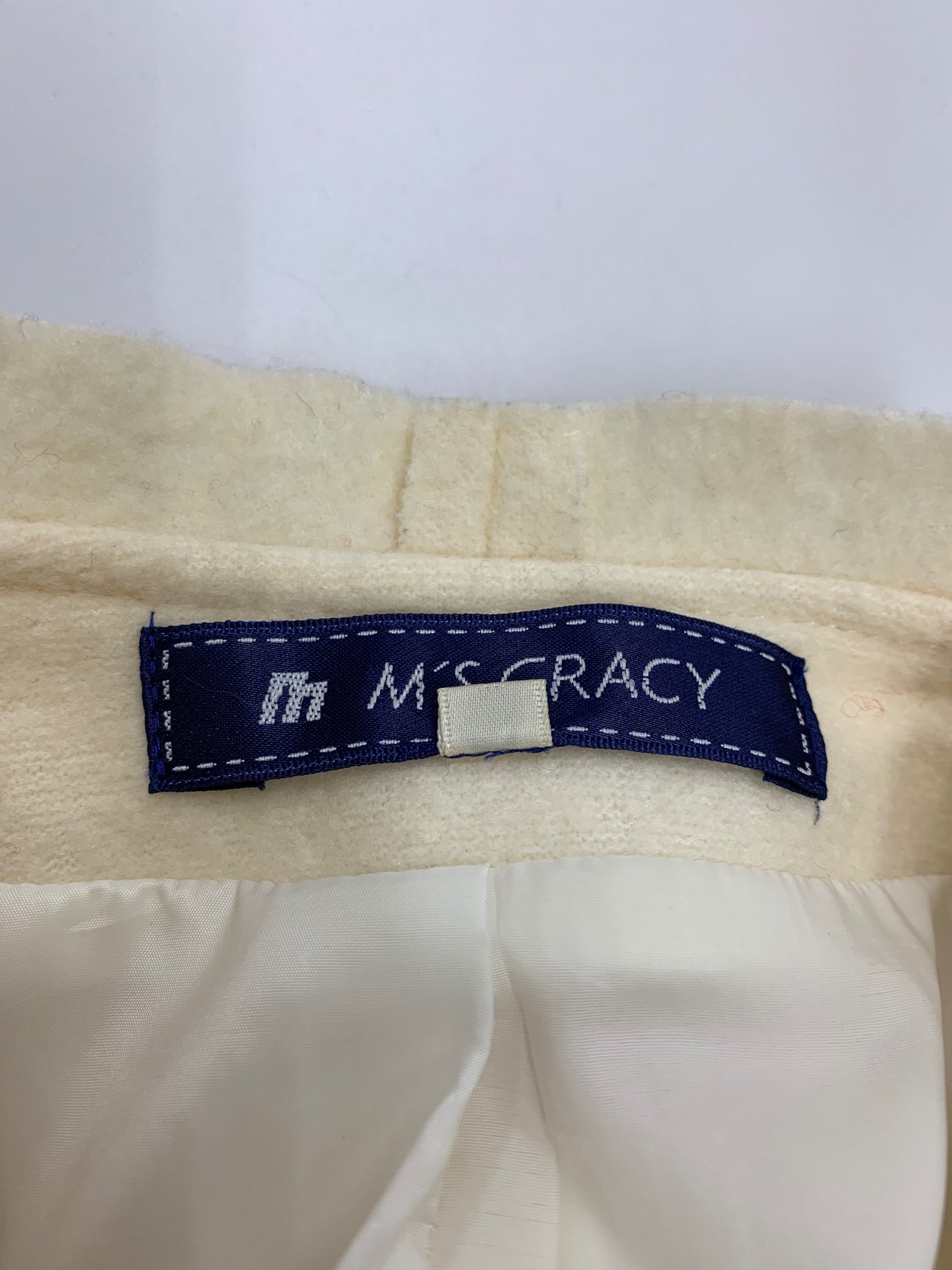 エムズグレイシー 924544 コート 38 アイボリー ノーカラー フリル IT7YBJFLTDGG