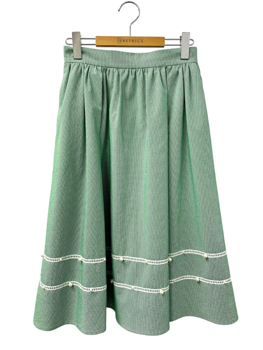 ルネ LIMITED EDITION 5024080 スカート 36 グリーン ギンガムチェック パール ITR6N2ONRRGG