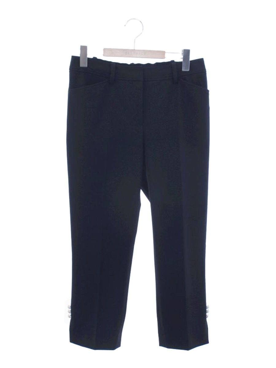 エムズグレイシー 316316 クロップドパンツ 38 ネイビー パールボタン センタープレス ITO226RHUPNK