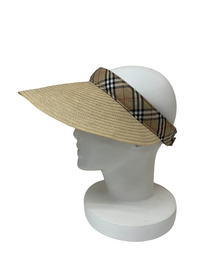 バーバリー ゴルフ BGK73--851-50 サンバイザー ベージュ 2way ストロー ノバチェック ITA3NE2FJJF4