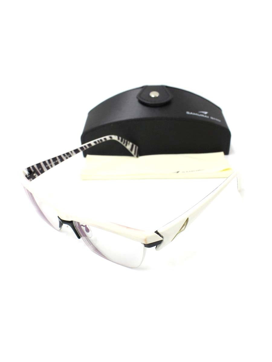 サムライ翔 仁 STYLE No.24 SS-J24 メガネ ホワイト/ブラウン ハーフリム スクエア ITGHUIVCQTM0