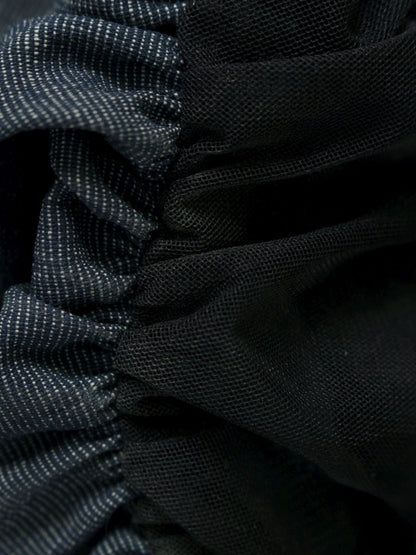 エムズグレイシー 111344 ワンピース 36 ネイビー パフスリーブ ステッチ ITN0BIP6J90M