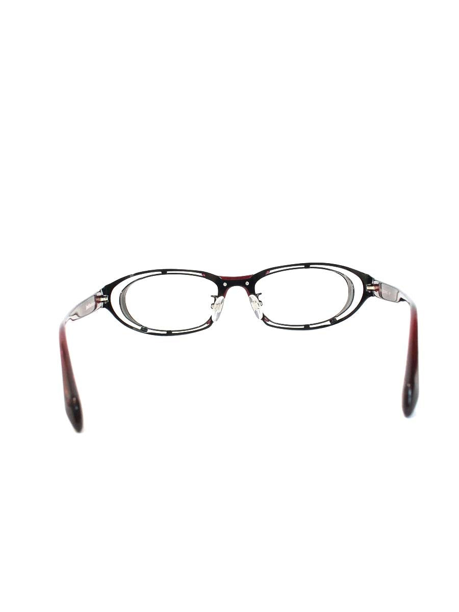 レスザンヒューマン LIN メガネ ワインレッド/メタルブラック コンビフレーム フルリム スクエア IT5YF2MDH0DA