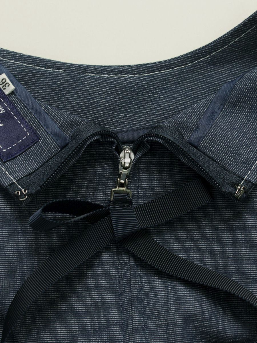 エムズグレイシー 111344 ワンピース 36 ネイビー パフスリーブ ステッチ ITN0BIP6J90M