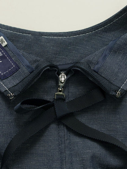 エムズグレイシー 111344 ワンピース 36 ネイビー パフスリーブ ステッチ ITN0BIP6J90M