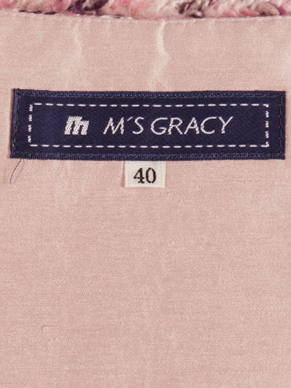 エムズグレイシー 527562 スカート 40 ピンク ウール ツイード ITBHSH28BSON