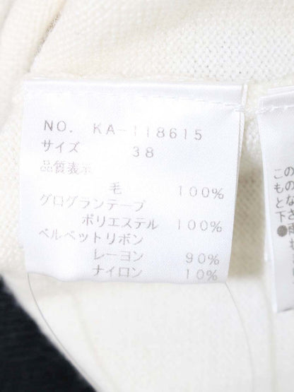 エムズグレイシー リボンモチーフニットカーディガン 118615 38 ブラック/ホワイト ITIET76L9ZDK