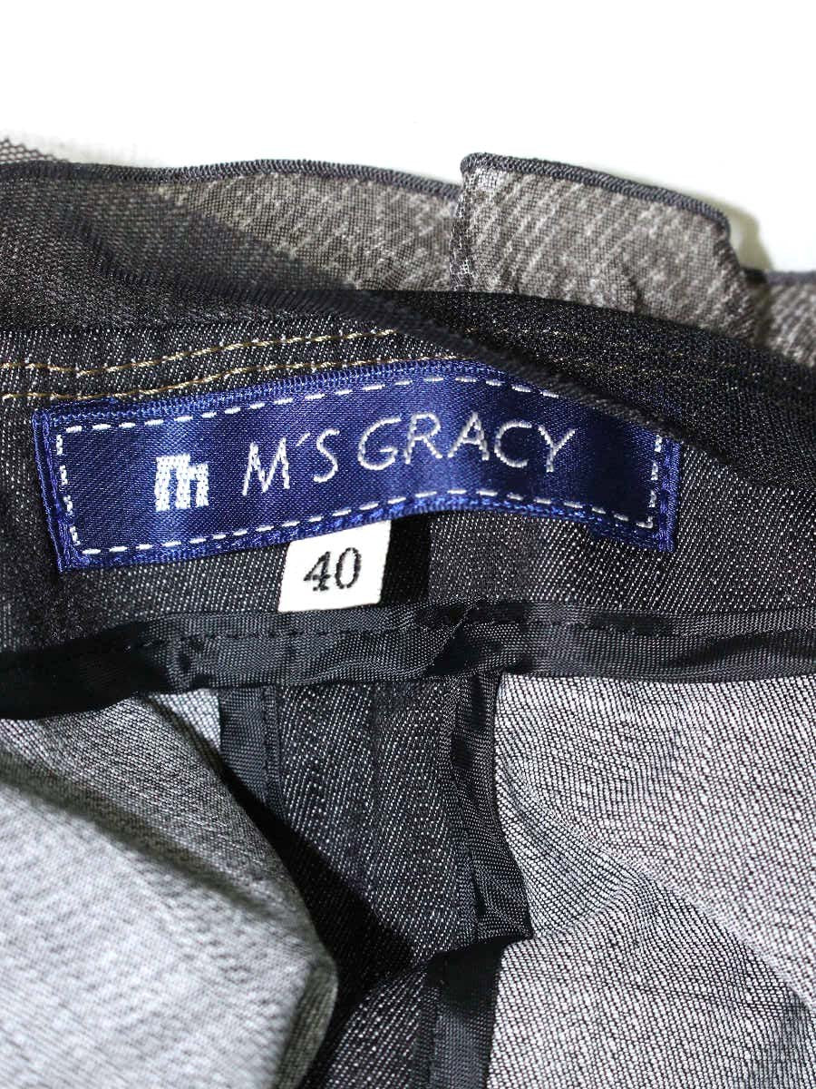 エムズグレイシー 024339 ジャケット 40 ブラック デニム フリル IT0ZNQFV6Y0S