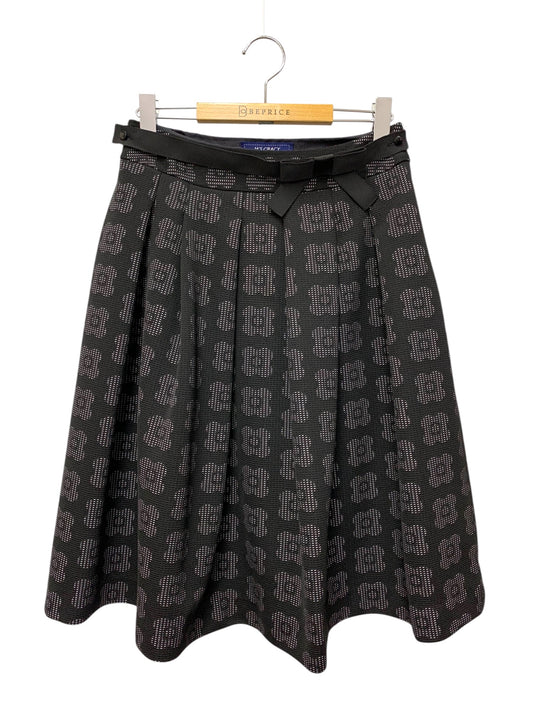 エムズグレイシー お花モチーフタックスカート 217608 38 ブラック ITY3QKC1EOJ6