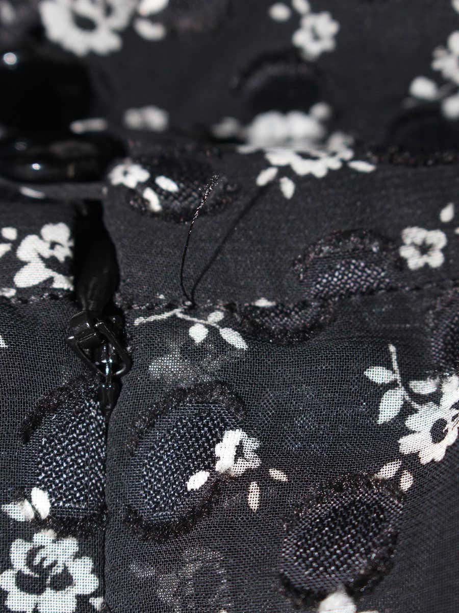 エムズグレイシー 410305 トップス 38 ブラック 花 ドット リボン IT80LPUK9PCO