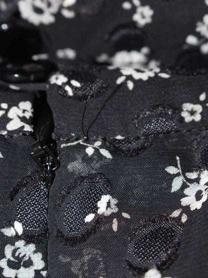 エムズグレイシー 410305 トップス 38 ブラック 花 ドット リボン IT80LPUK9PCO