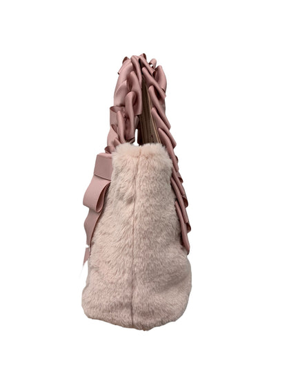 エムズグレイシー 394510 ハンドバッグ ピンク エコファー リボンハンドル ラインストーン ITJSAR0PD49I