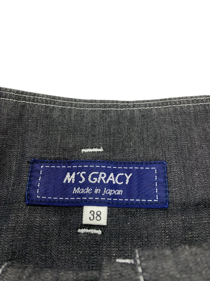 エムズグレイシー 317334 スカート 38 グレー デニム パール IT3ECWYIXQM4