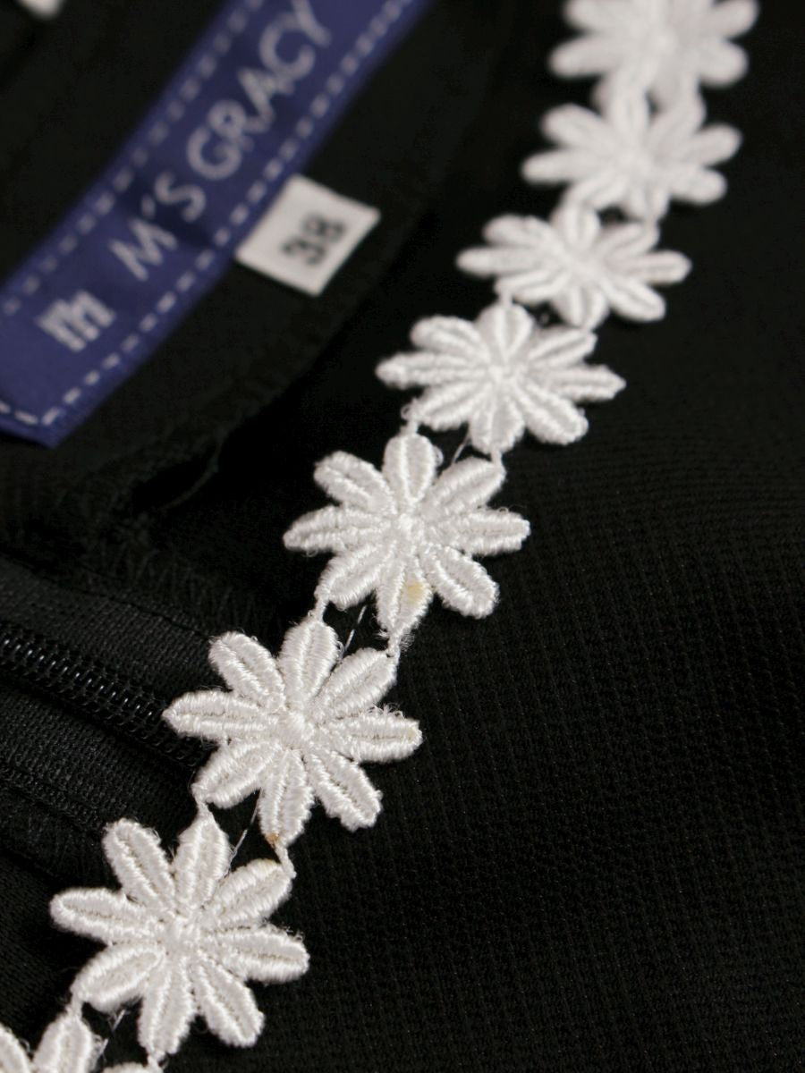 エムズグレイシー 321363 ワンピース 38 ブラック コットン フラワーモチーフ IT1SSGCCO42I