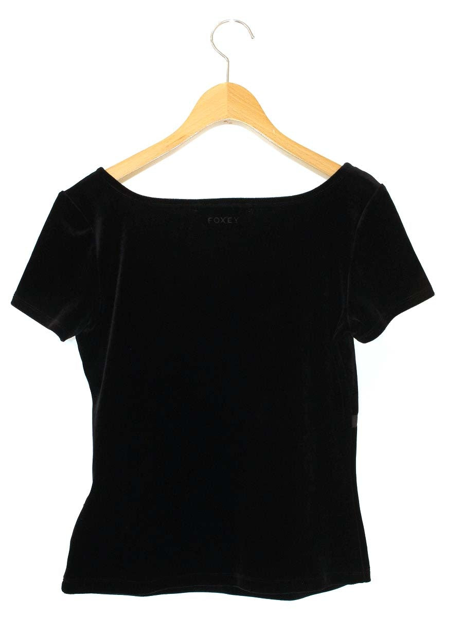 フォクシーニューヨーク 23393 Tシャツ カットソー 40 ブラック ベロア リボン ITXAJYOM0JPC