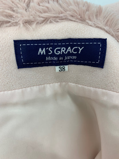 エムズグレイシー 729531 ショートコート 38 ピンク フラワージップ Wジップアップ ファー IT3AZYAH9IKS