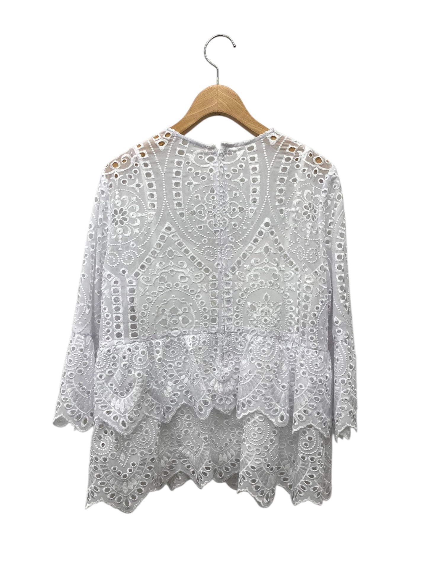 ダイアグラム 03212 41011-00 ブラウス 38 ホワイト レース 刺繍 IT8QGHI8RZPW