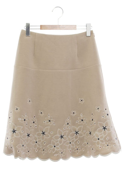 エムズグレイシー 017117 スカート 38 ベージュ カットワーク フラワー フレア IT8N6M0Z9MUU