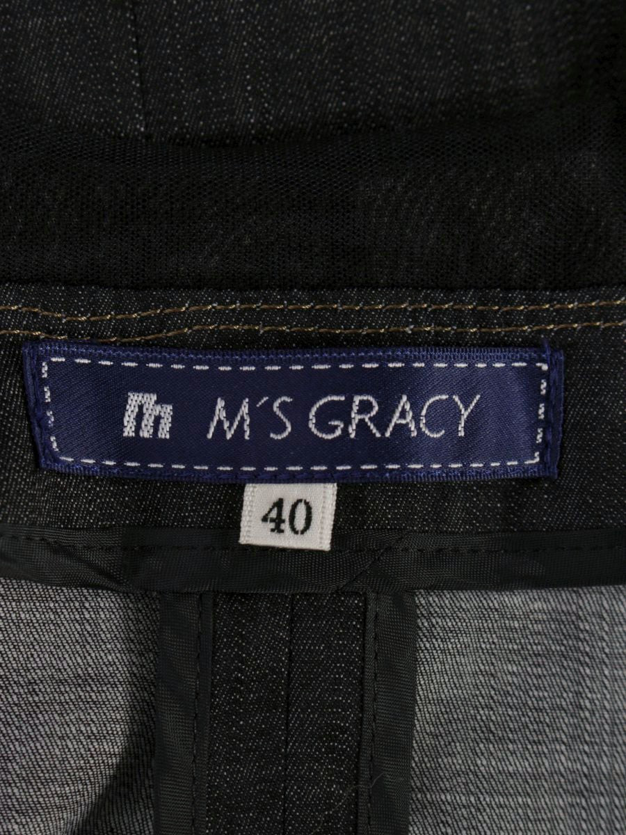 エムズグレイシー 024339 ジャケット 40 ブラック デニム フリル IT5JKC5WXQC2