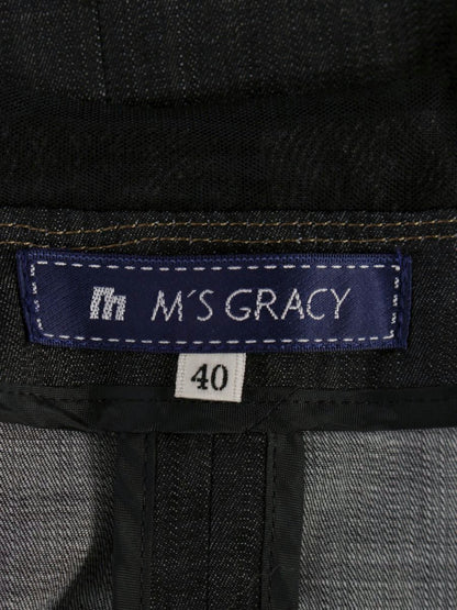 エムズグレイシー 024339 ジャケット 40 ブラック デニム フリル IT5JKC5WXQC2