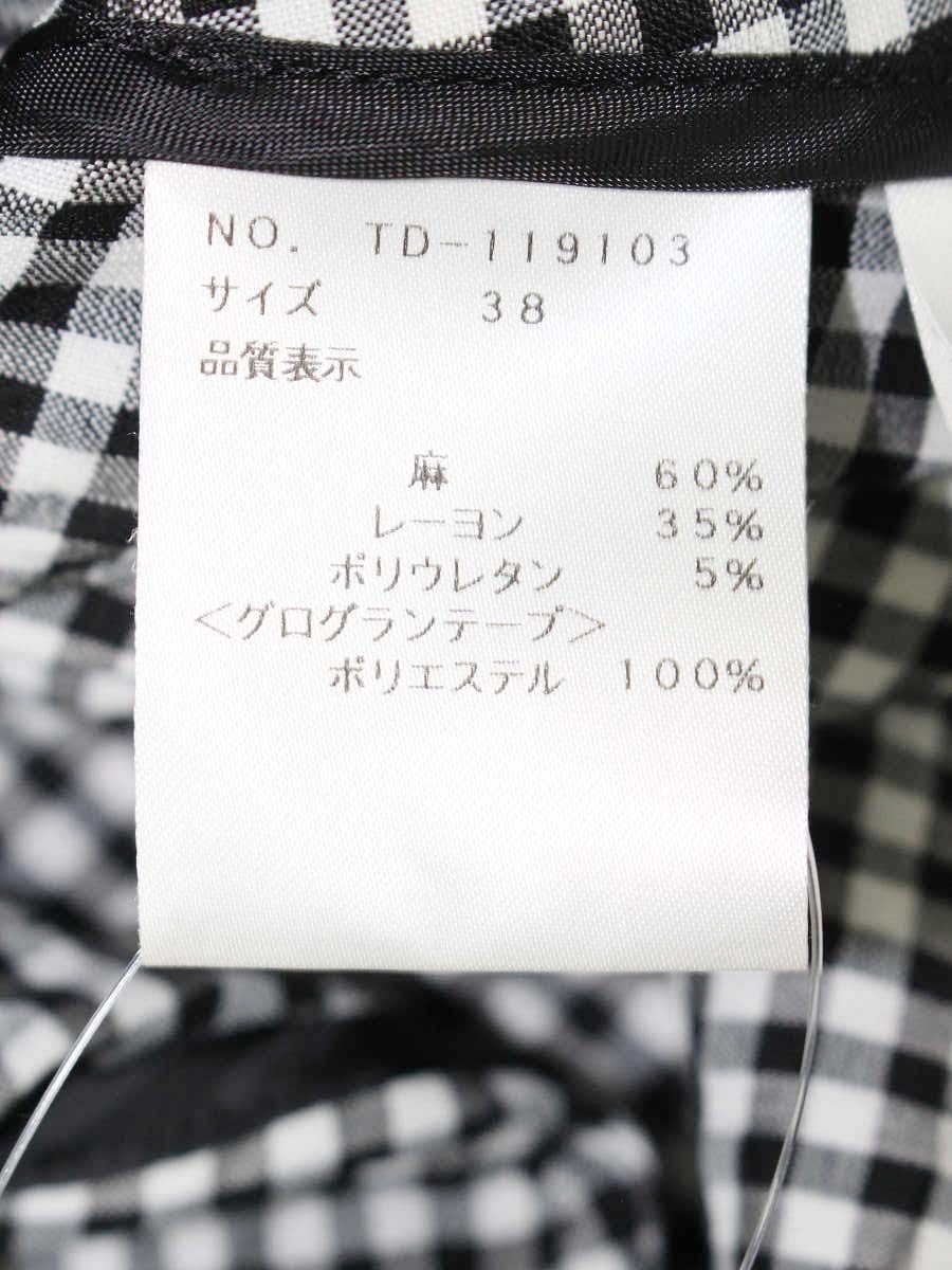 エムズグレイシー 119103 ジャケット 38 ブラック ギンガムチェック ジップアップ ITX9VYR0Z83E