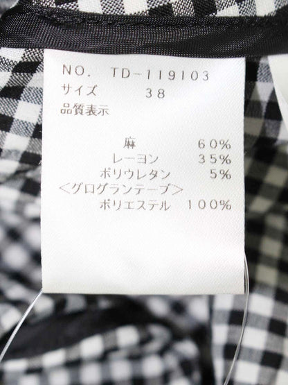 エムズグレイシー 119103 ジャケット 38 ブラック ギンガムチェック ジップアップ ITX9VYR0Z83E