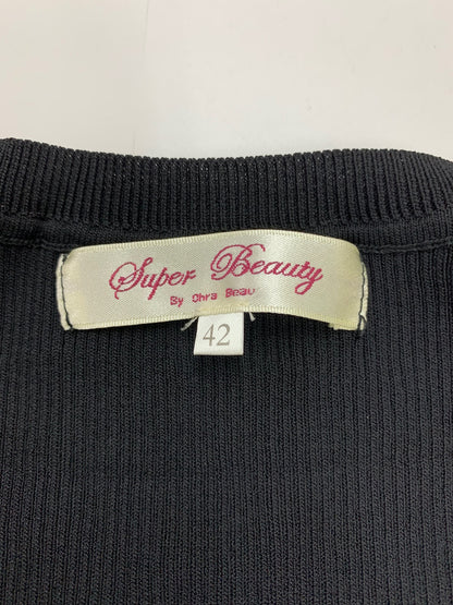 スーパービューティー ニット 42 ブラック Vネック 袖レース 切替 ITHS13JPVDRE 【SALE】