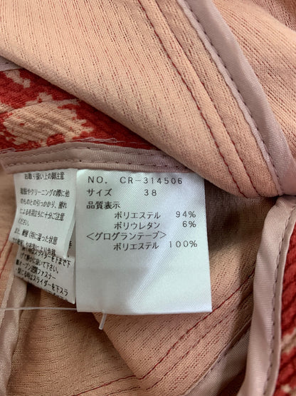 エムズグレイシー 314506 ジャケット 38 レッド ノーカラー ジップアップ リボン 千鳥格子 IT17HVR29PUG