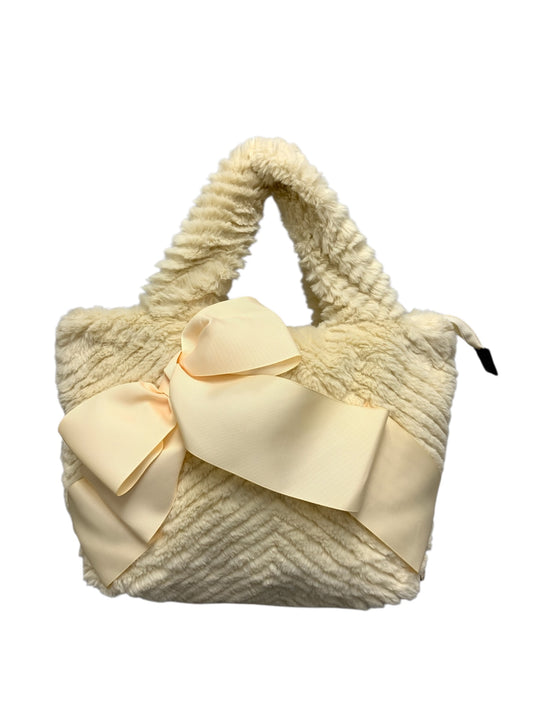 エムズグレイシー 394532 ハンドバッグ アイボリー フェイクファー リボン付き ITSV6DX5U4Q8