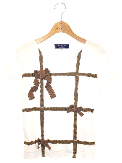 エムズグレイシー 915114 Tシャツ カットソー 38 ホワイト リボンモチーフ IT16IXC6U31Q
