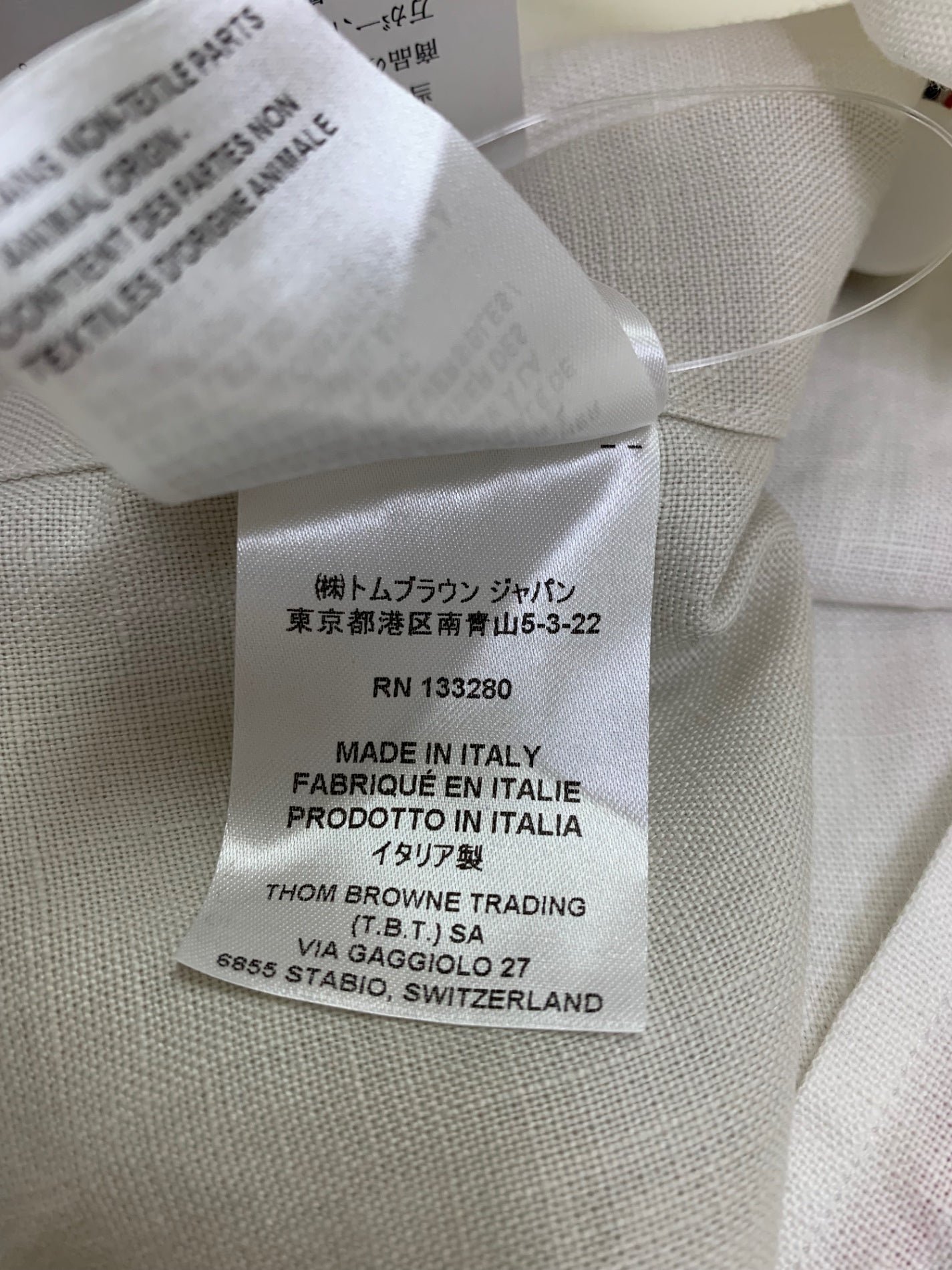トムブラウン MWS527F-08080-100 リネンシャツ 0 ホワイト ドローコード ITBMZMBSCC30