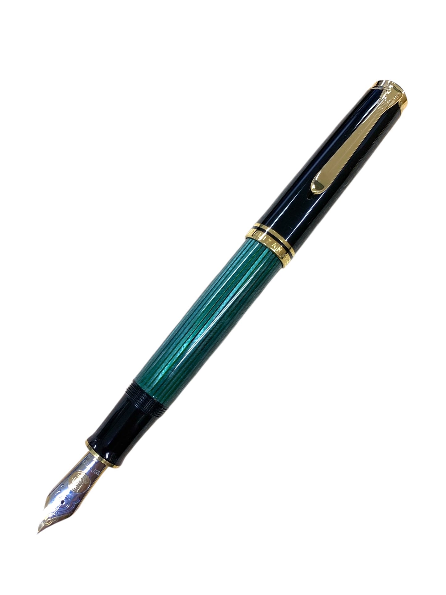 ペリカン 万年筆 スーベレーン M1000 グリーン M ストライプ 縦縞 18C-750 ITI54W30NHBQ