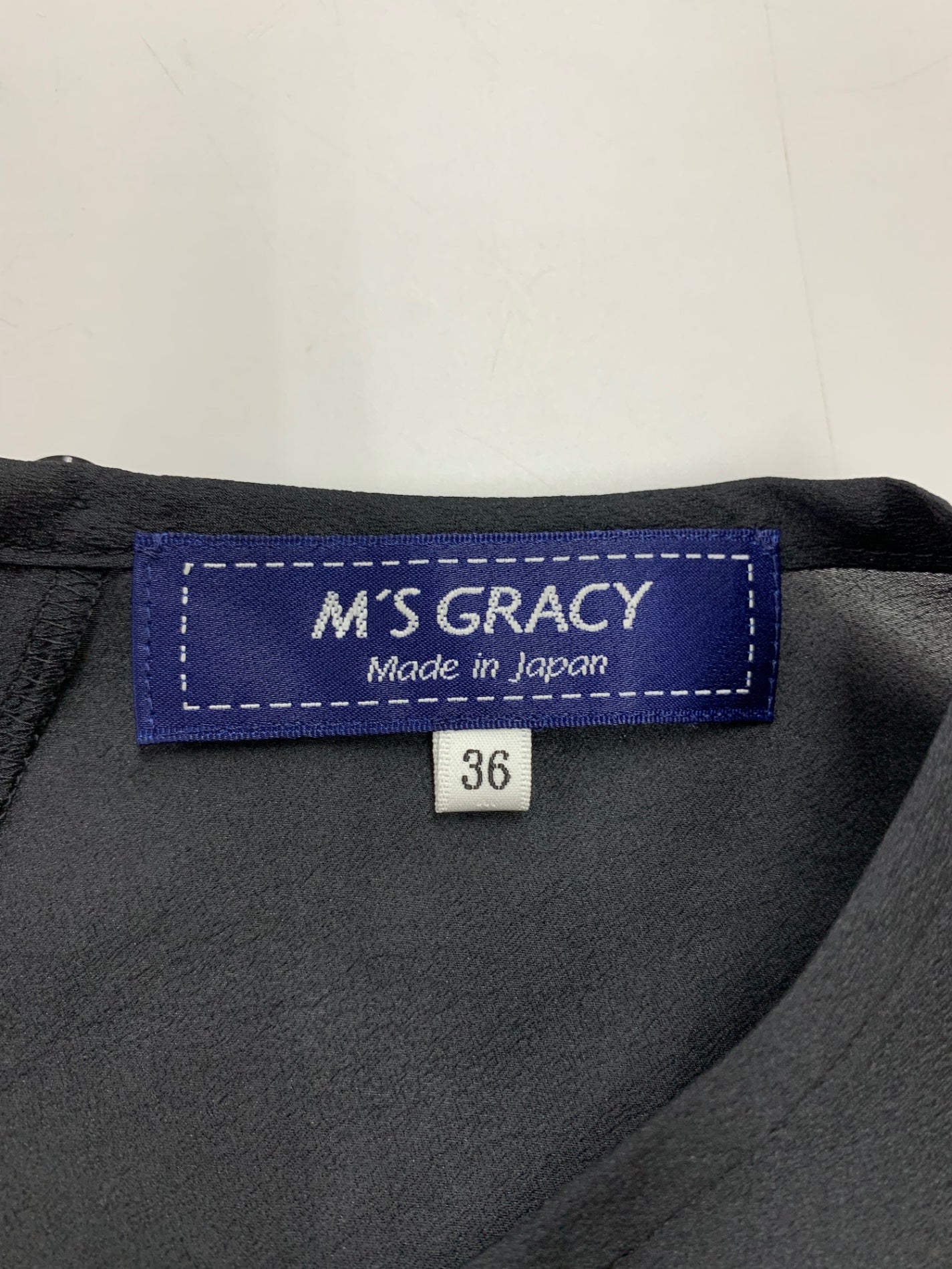 エムズグレイシー 010101 シャツ ブラウス 36 ブラック ギャザー シースルー ITTEUE4OOF5C