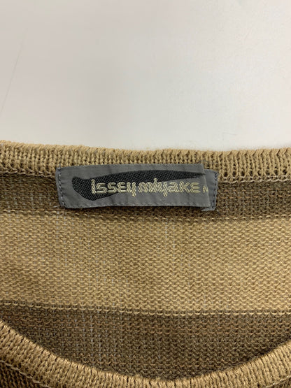 イッセイミヤケメン 半袖ニット ベージュ リネン混 筆タグ ヴィンテージ ITERJWJETF0U