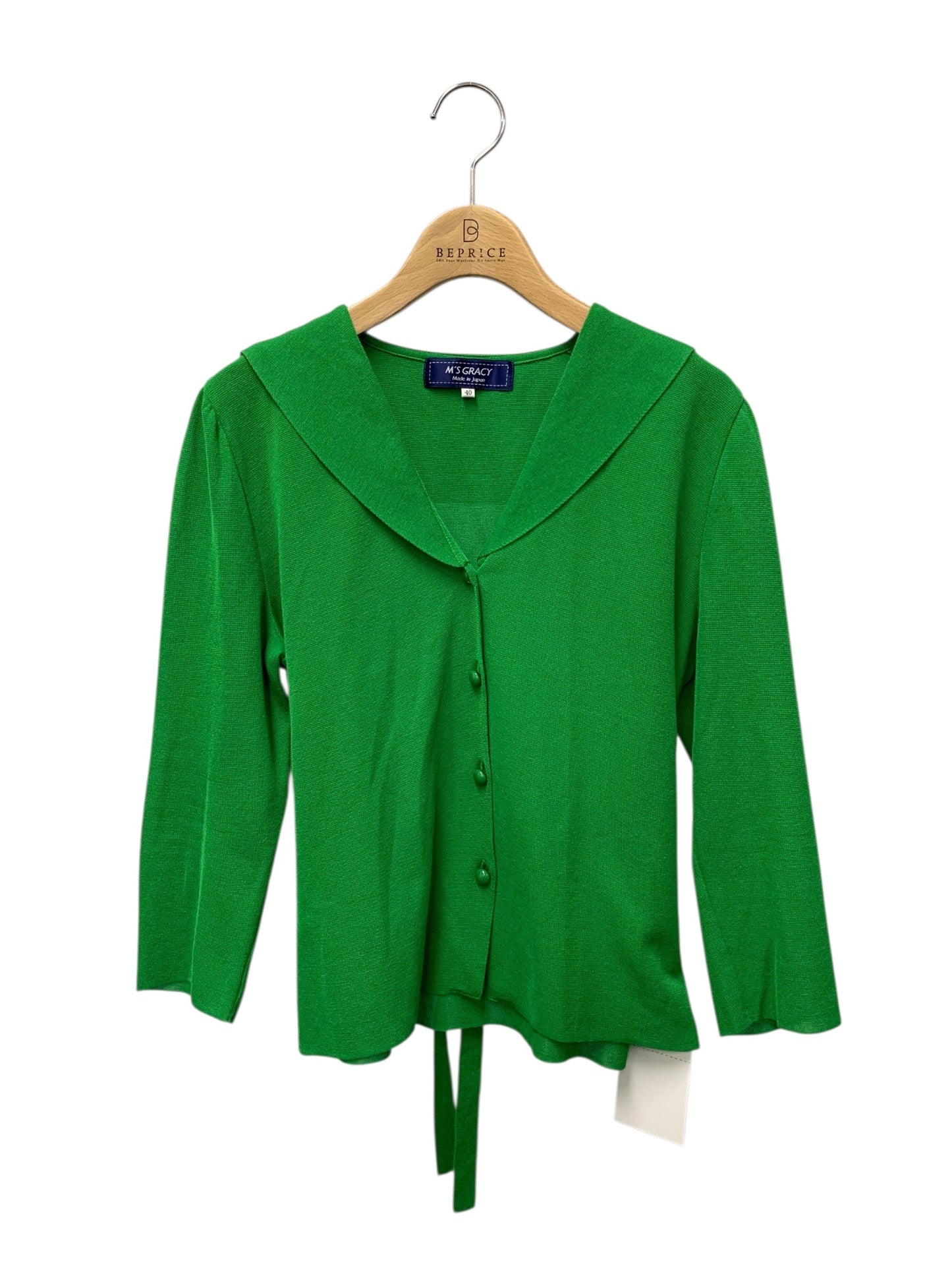 エムズグレイシー 118318 40 グリーン カーディガン ITQAU2IZ5COC