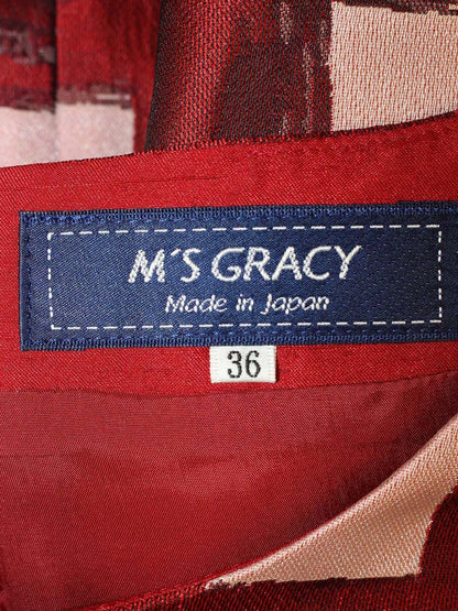 エムズグレイシー Check Jacquard Dress 811525 ワンピース 36 レッド チェック ITZ4HCQ6D5Z0