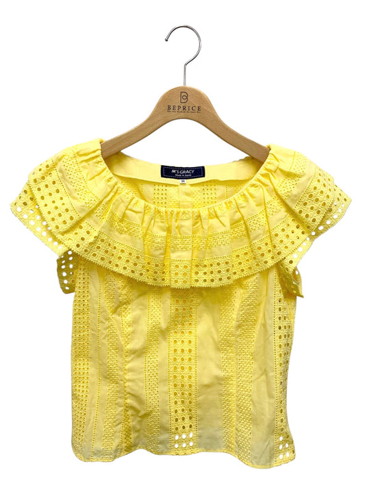 エムズグレイシー 720308 ブラウス 38 イエロー カットワーク バックジップ IT177GC1B2F8