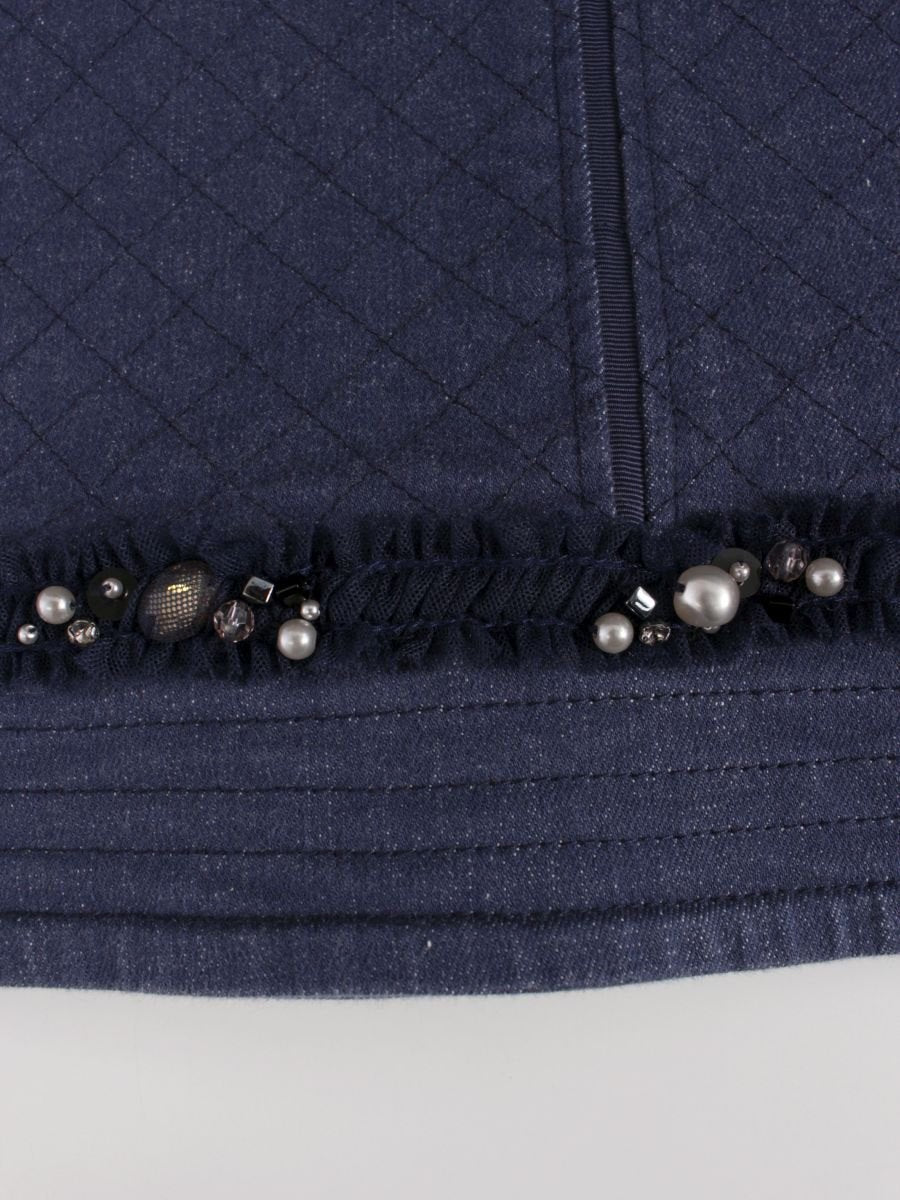 トゥービーシック W5S08-127-28 スカート 40 ネイビー デニム ビジュー ITSLBNVQTKEW