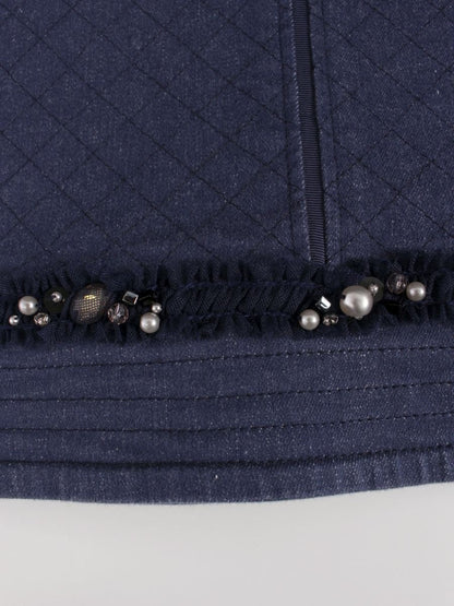 トゥービーシック W5S08-127-28 スカート 40 ネイビー デニム ビジュー ITSLBNVQTKEW