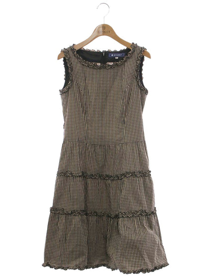 エムズグレイシー 421344 ワンピース 38 ベージュ/ブラック ギンガムチェック バックジップ ITJMYD3KLCPS