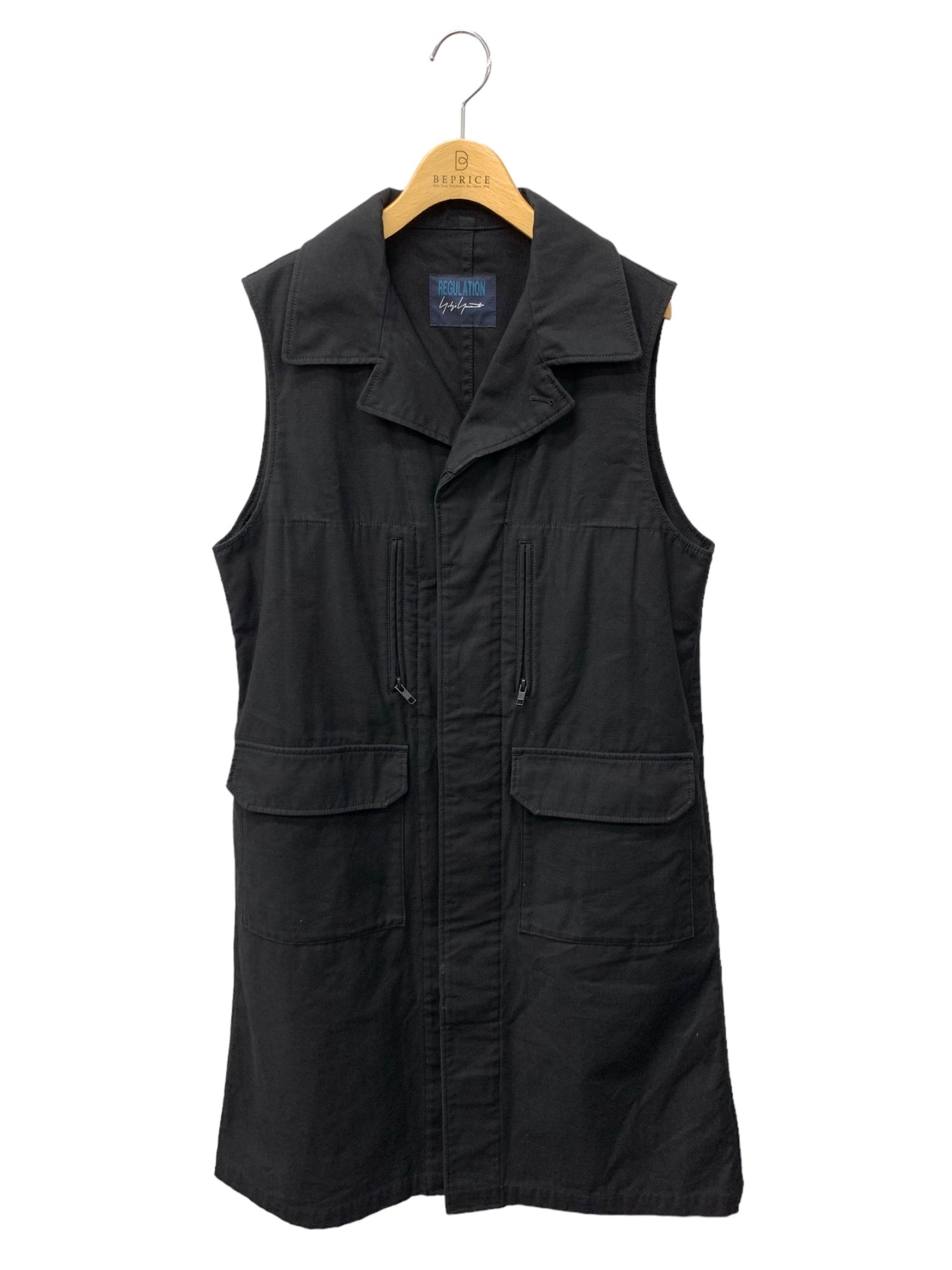 ヨウジヤマモト MILITARY B SATIN. BLACK R-F2 LONG VEST FV-J56-006 ジレ 3 ブラック ITR0CAT3L0XS 【SALE】