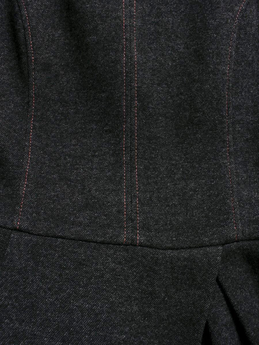 ルネ relax 6447050 ワンピース 36 チャコール ウール混 デニム調 ステッチ ITMGSYKYCH4I